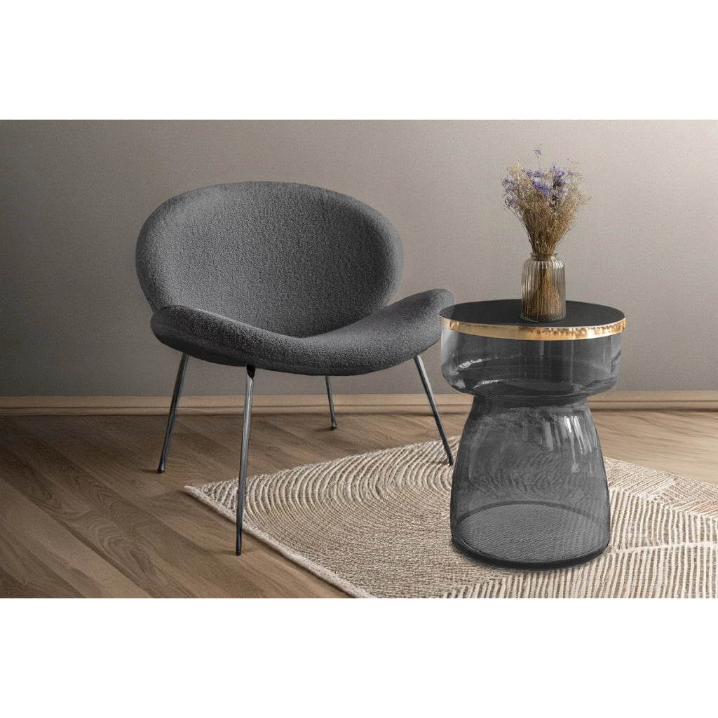 Set di 2 Poltrone Jaden in Tessuto Boucle' Grigio
