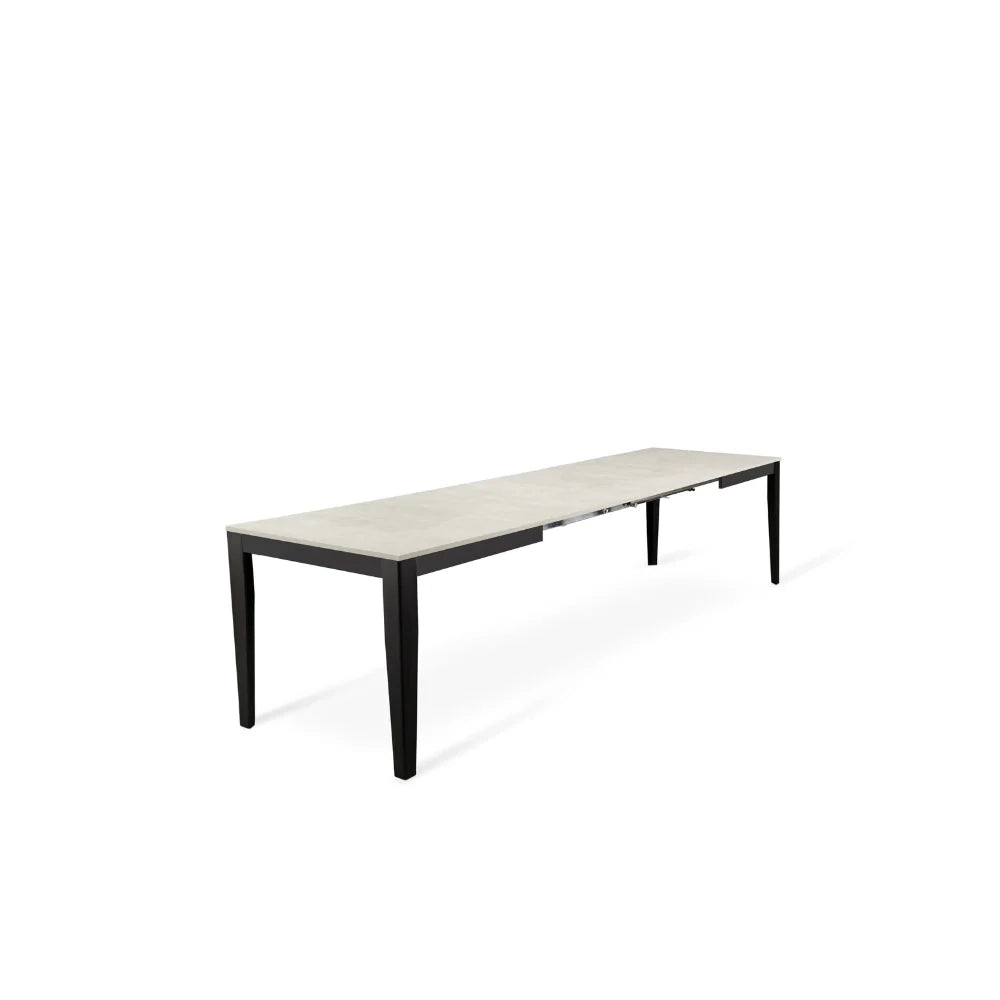 Tavolo da pranzo allungabile effetto cemento bianco Moon 130-290x80 cm fino a 12 posti Made in Italy | Duzzle