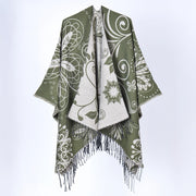 Nuovo scialle con nappe jacquard e motivo paisley - Elegante e caldo scialle con nappe