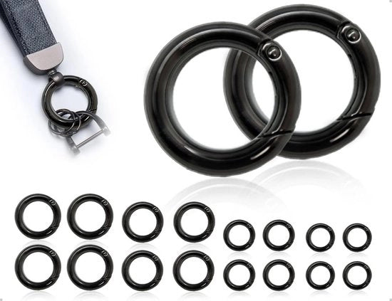 Kit di chiusura a molla da 16 pezzi - Anelli per chiave - Accessori per borse - Anello a molla - Prodotto duraturo - Design elegante
