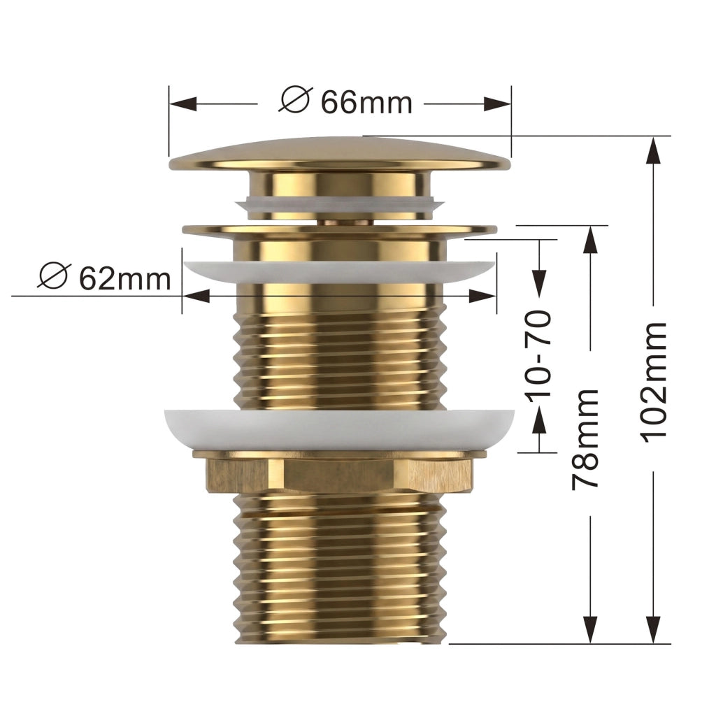 Piletta Click Clack lavabo senza troppo pieno acciaio inossidabile Oro