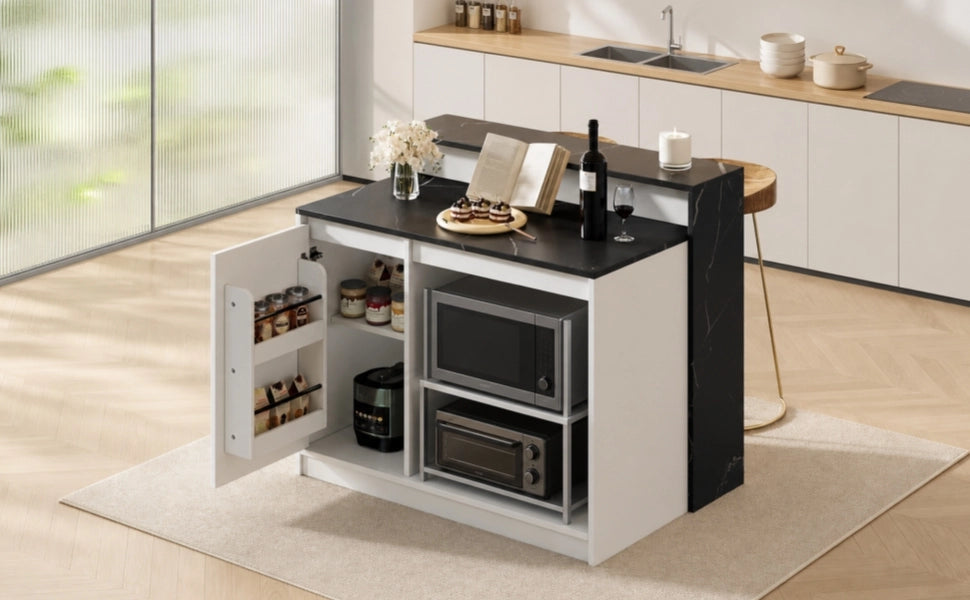 TAVOLO Cucina multifunzionale 120x80x100 cm MDF e Melammina Nero Bianco