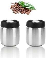 Set di 2 contenitori a vuoto per caffè da 283 gram (10 oz), contenitori di conservazione a tenuta di aria in acciaio inox 304, per il contenimento di caffè in grani, caffè macinato e tè (argento 2)