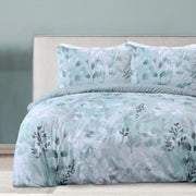Set di coperte a letto reversibili con foglie di fiore, set di coperte, morbido, facile da pulire, verde, 200 x 200 cm