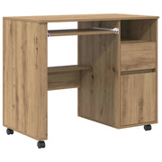 Scrivania | Tavolo da Ufficio con Ruote Rovere artigianale 91 x 50 x 77 cm