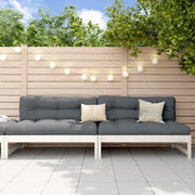 Divano componibile-Divani Centrali Giardino 2pz Bianchi 120x80cm Massello Pino