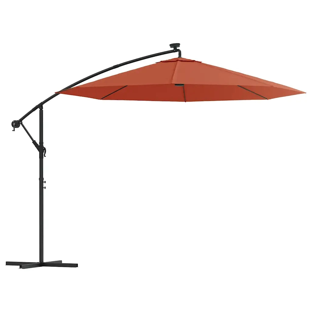 Ombrellone a Sbalzo con LED e Palo in Acciaio-Ombrello da giardino Terracotta