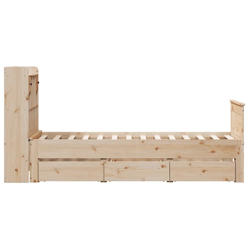 Letto Libreria senza Materasso 90x190 cm Legno Massello Pino 3308942