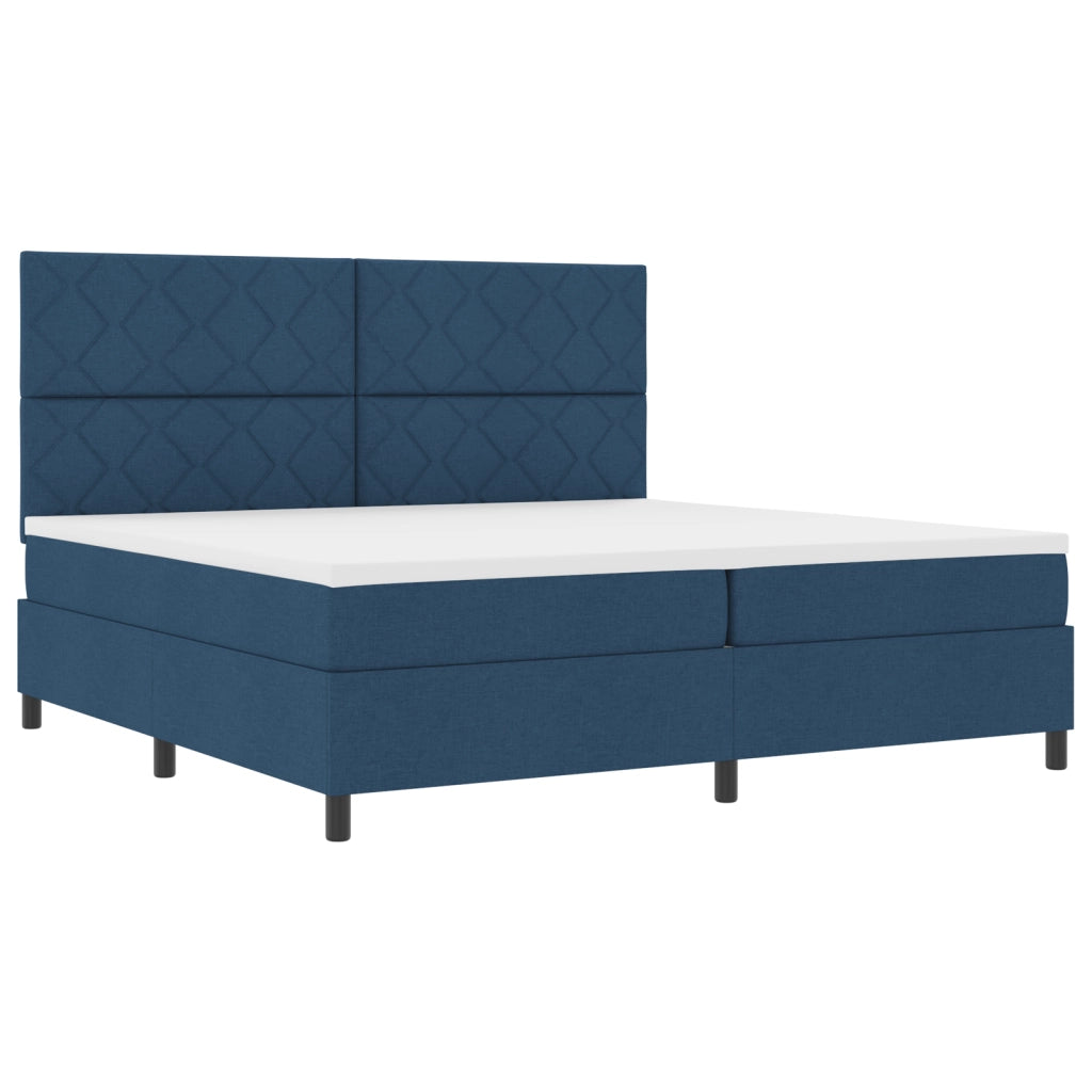 Letto a Molle con Materasso & LED Blu 200x200 cm Tessuto