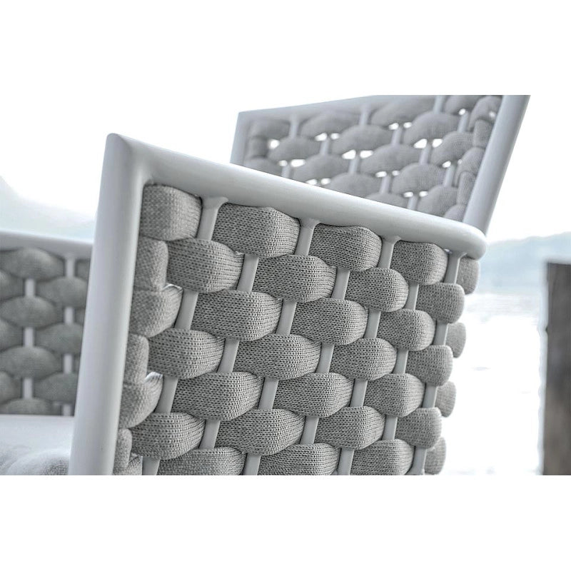 Sedia Bologna Contract In Alluminio Bianco E Corda Per Esterni Imbottita Beige Moia