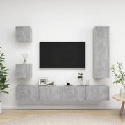 Set di Mobili Porta TV 5 pz Grigio Cemento in Legno Multistrato 3079117
