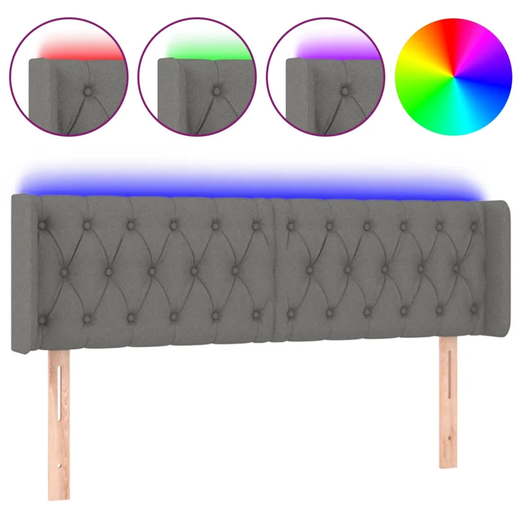 Testiera a LED Grigio Scuro 147x16x78/88 cm in Tessuto 3123571