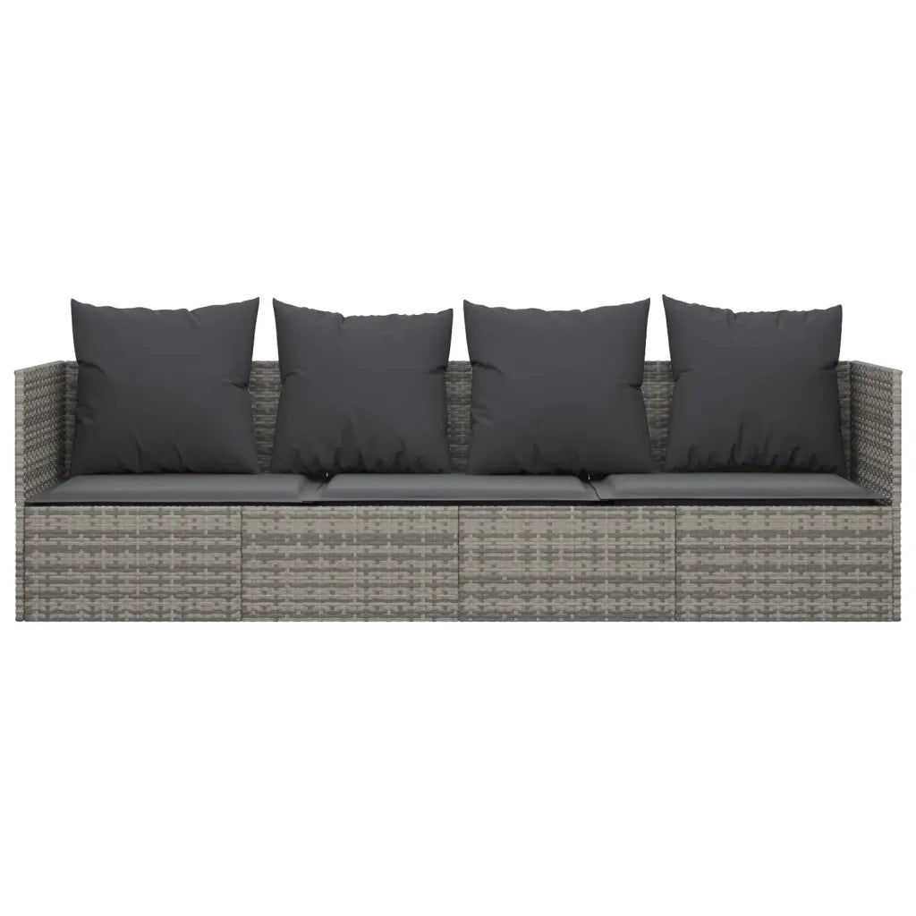 Lettino Prendisole | Sdraio da giardino | Lettino da sole da Esterno con Cuscini Grigio in Polyrattan
