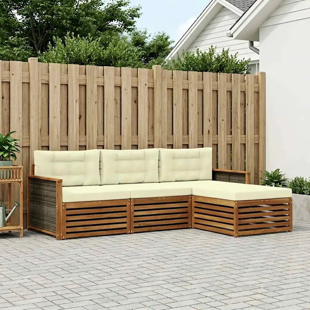 Set di divani da esterno Naturale e Crema 249,5 x 162,5 x 73 cm