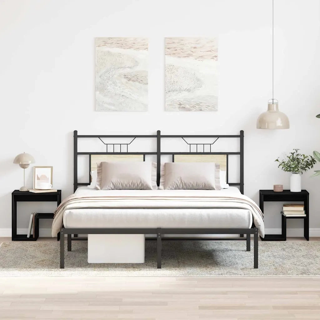 Set di 2 Comodini | Armadio da Notte | Mobiletto da notte Rovere Nero 40 x 30 x 40 cm