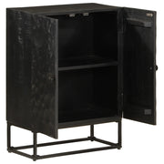 Credenza Nera 55x30x76 cm in Legno Massello di Mango e Ferro 372005