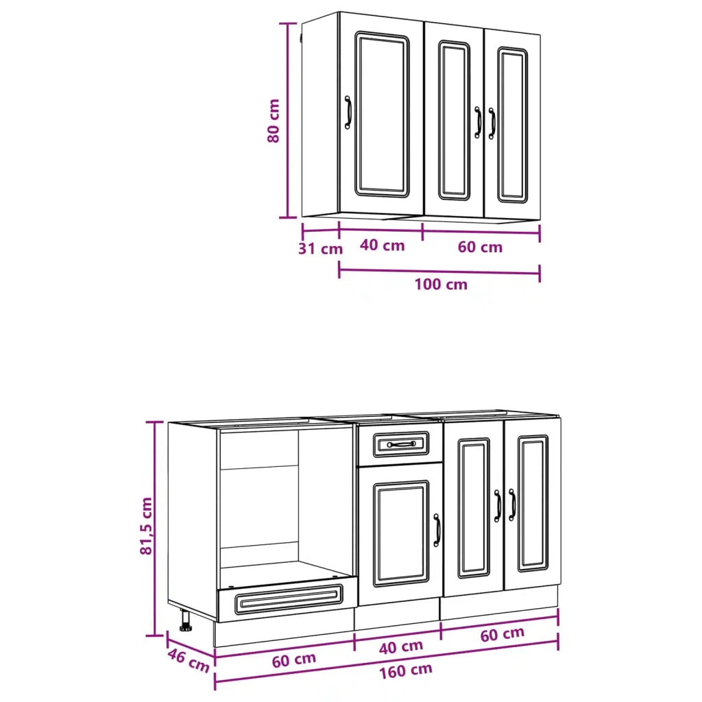 Unità Cucina KALMAR 5 pcs Bianco Legno ingegnerizzato 3438235