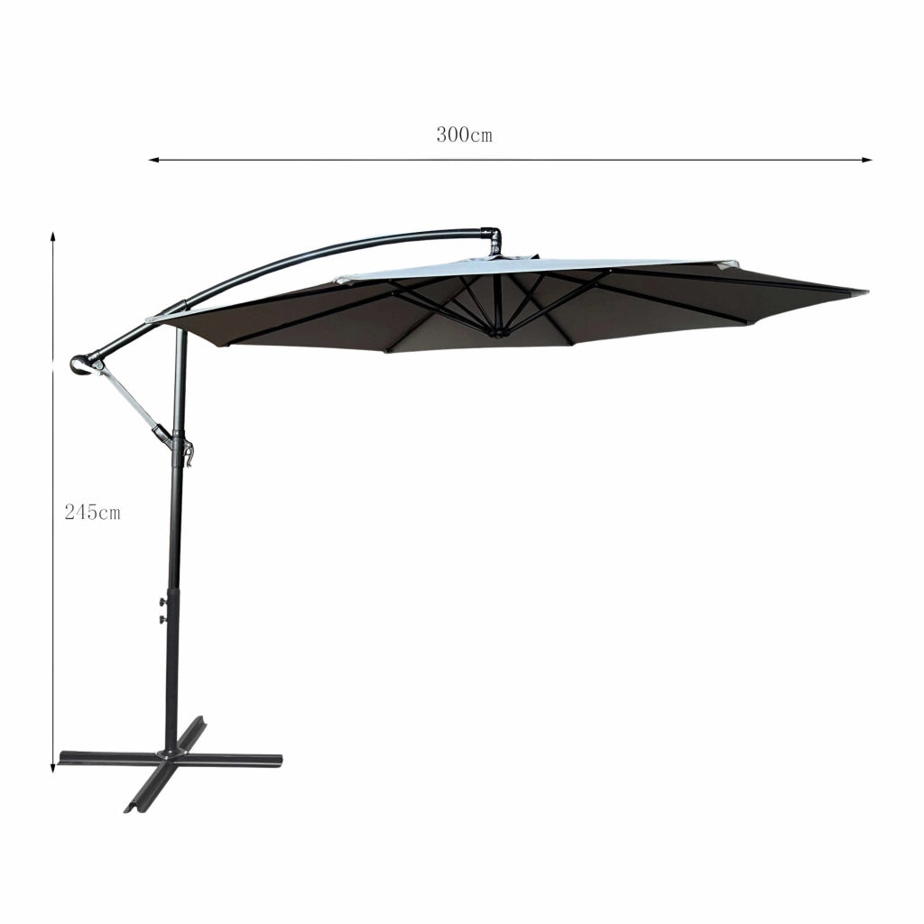 Ombrellone da giardino ASTER con protezione UV in colore grigio chiaro peso 12,1 kg dimensioni 300x300x45 cm