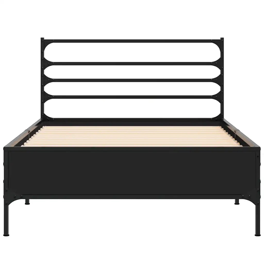 Giroletto Nero 100x200 cm in Legno Multistrato e Metallo 845587
