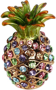 Scatola per gioielli stile ananas - Contenitore per gioielli metallico - Design elegante - Rivestito con pietre strass - Stile sofisticato e appariscente - Cassetto per gioielli