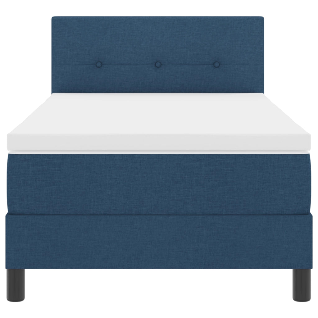 Letto Box Spring con Materasso e LED Blu 100x200 cm Tessuto