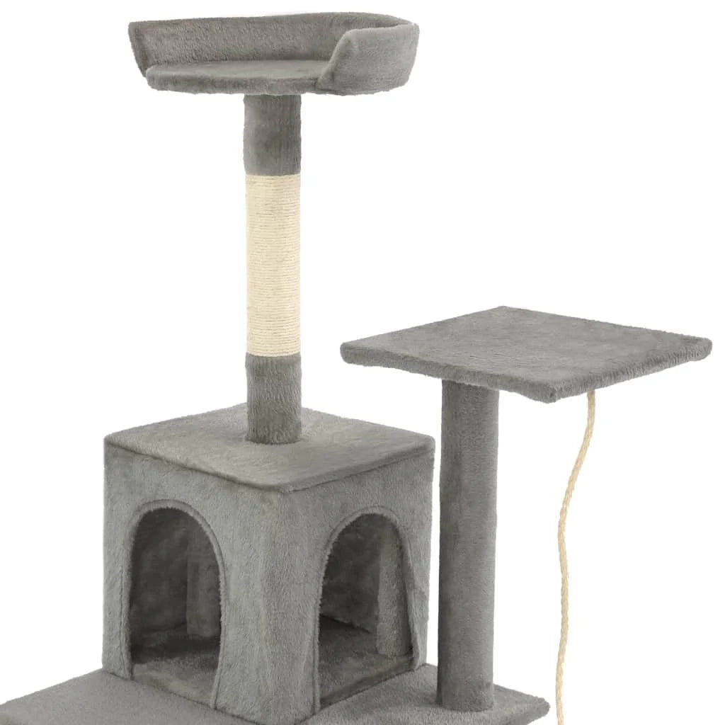 Tiragraffi albero per gatti cuccia per gatti giocattolo peluche sisal 120 cm grigio 3702214