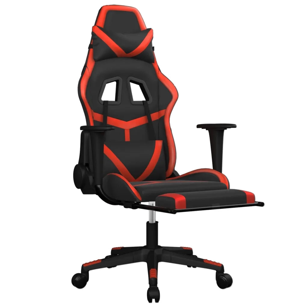 Sedia da Gaming | Sedia da e-sports con Poggiapiedi Nero e Rosso in Similpelle