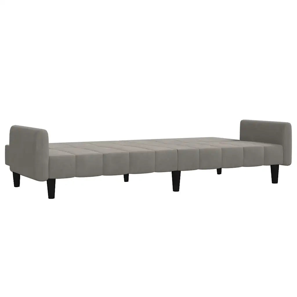 Divano Letto a 2 Posti Grigio Chiaro in Velluto 375774