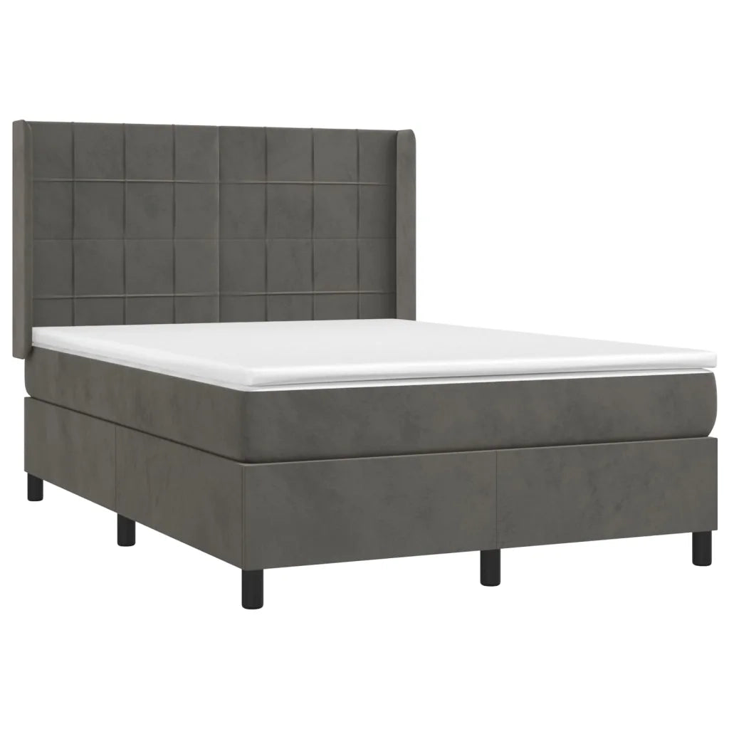 Giroletto a Molle con Materasso Grigio Scuro 140x190 cm Velluto 3132676