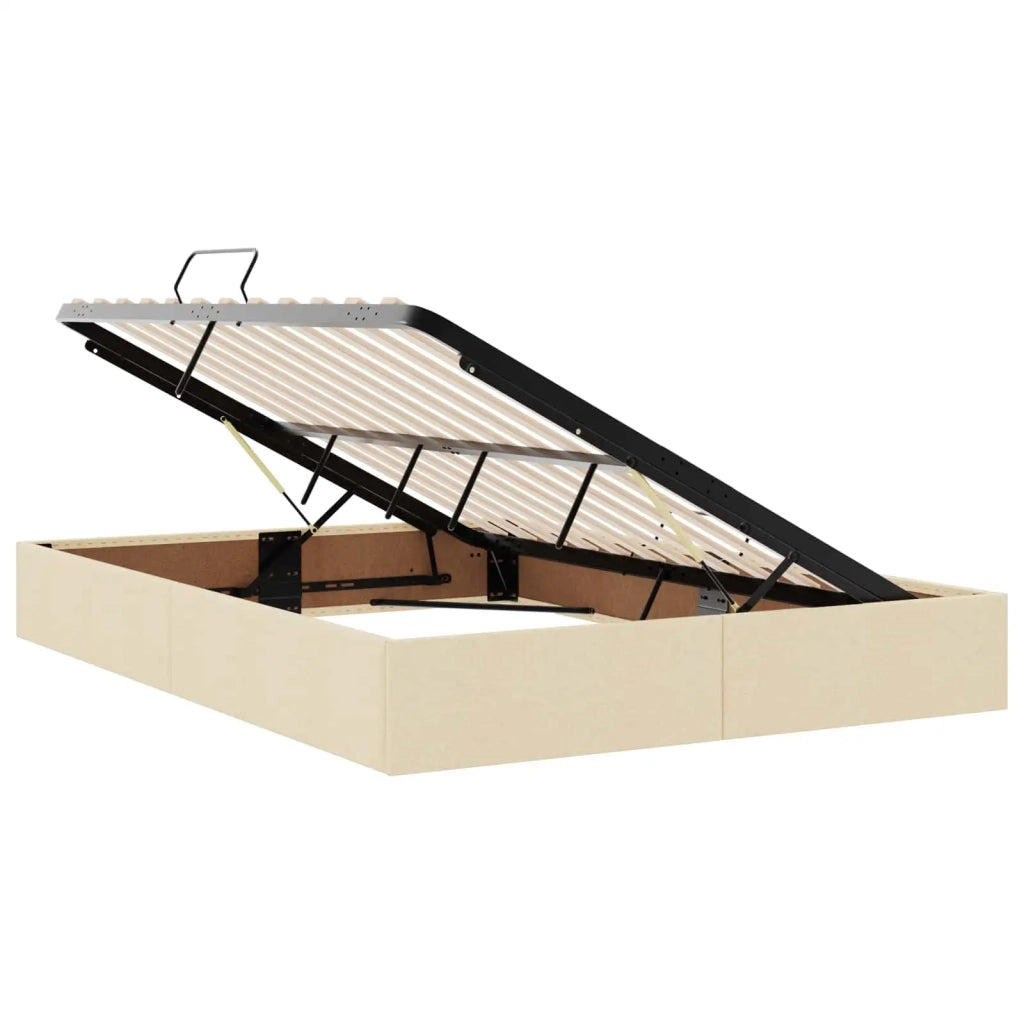 Letto ottomano con archiviazione Crema 140 x 190 cm Tessuto 3442824
