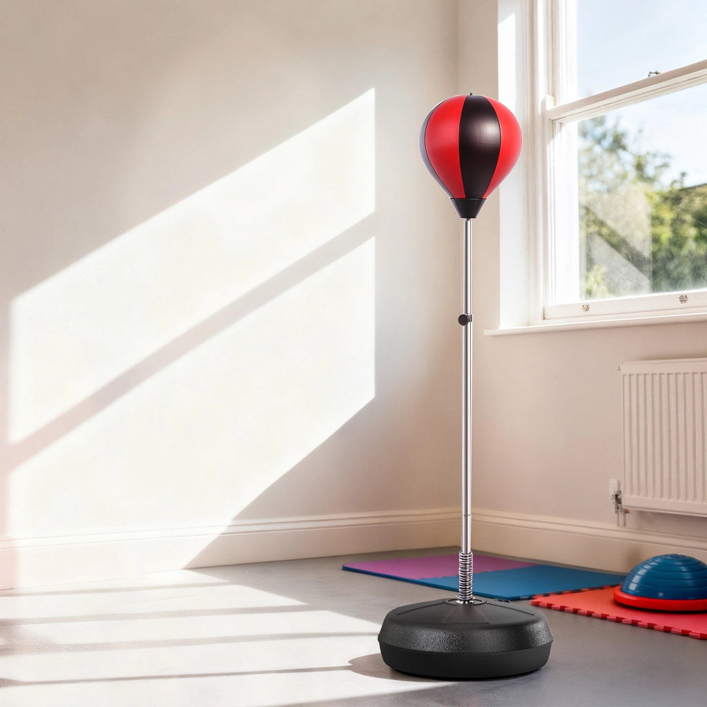 Sacco da boxe regolabile in altezza con guanti e pompa per principianti ¨C zephmum ¨C nero e rosso 126-144 cm