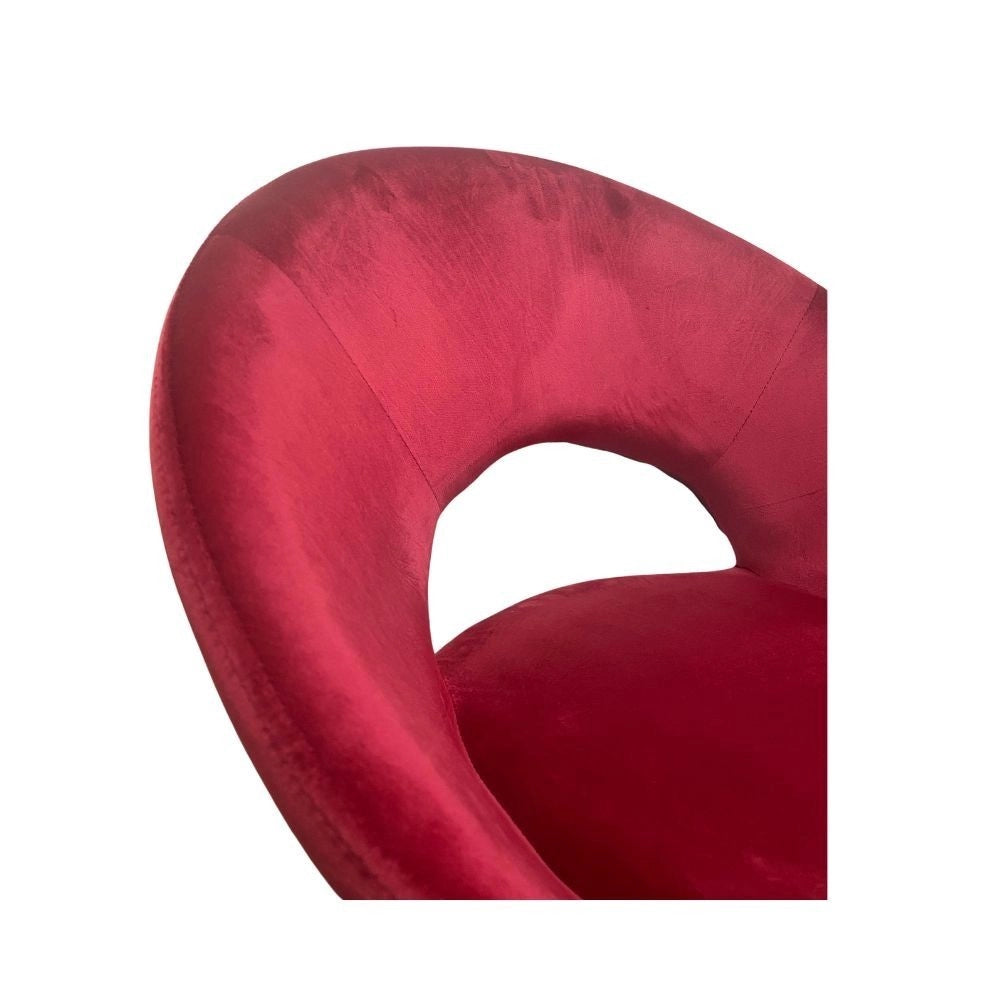 Set 2 poltroncine da salotto Etere velluto rosso e gambe oro