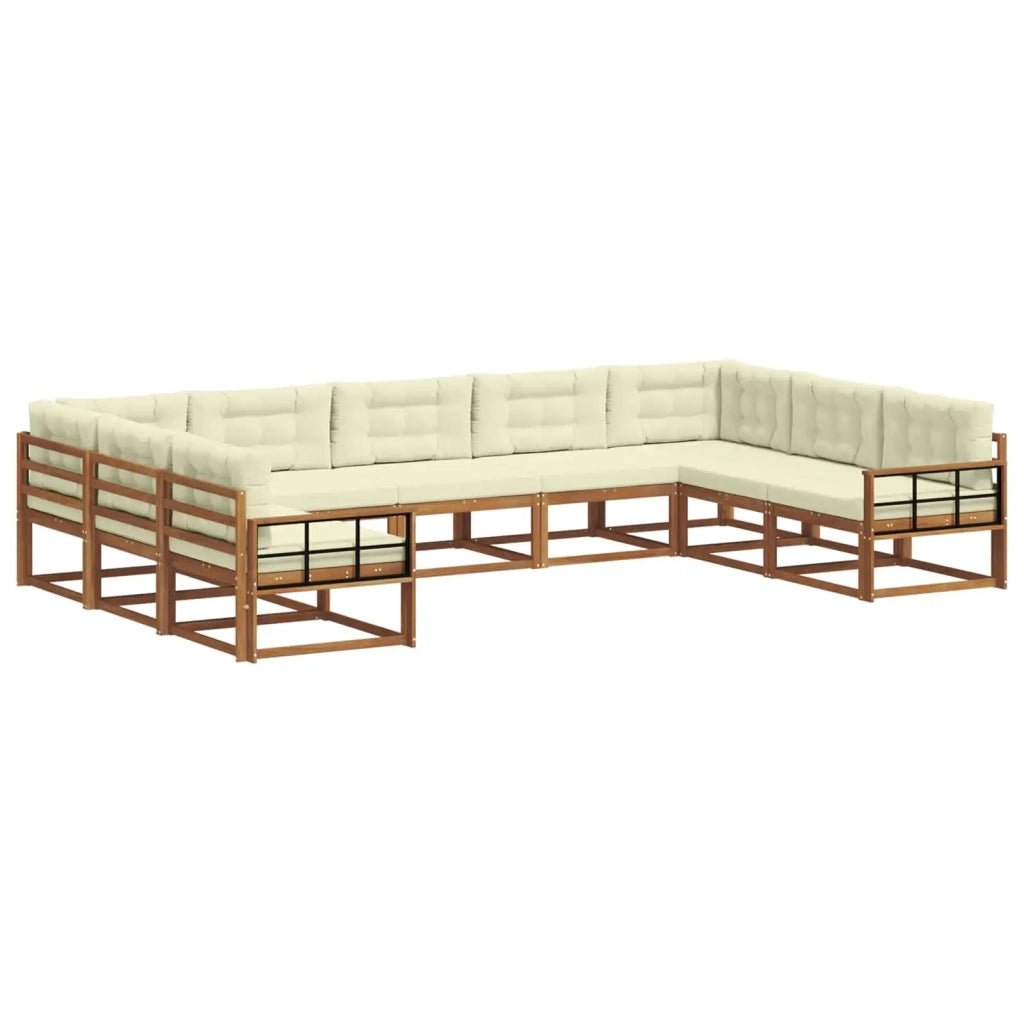 Set di divani da esterno con cuscino 9 pcs Naturale e Crema 3368178