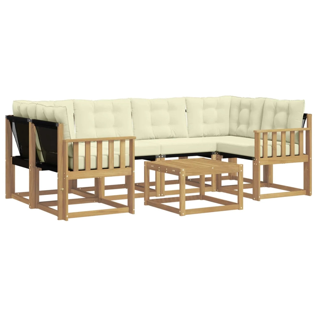 Set di divani da esterno con cuscino 7 pcs Bianco e Crema 3389256