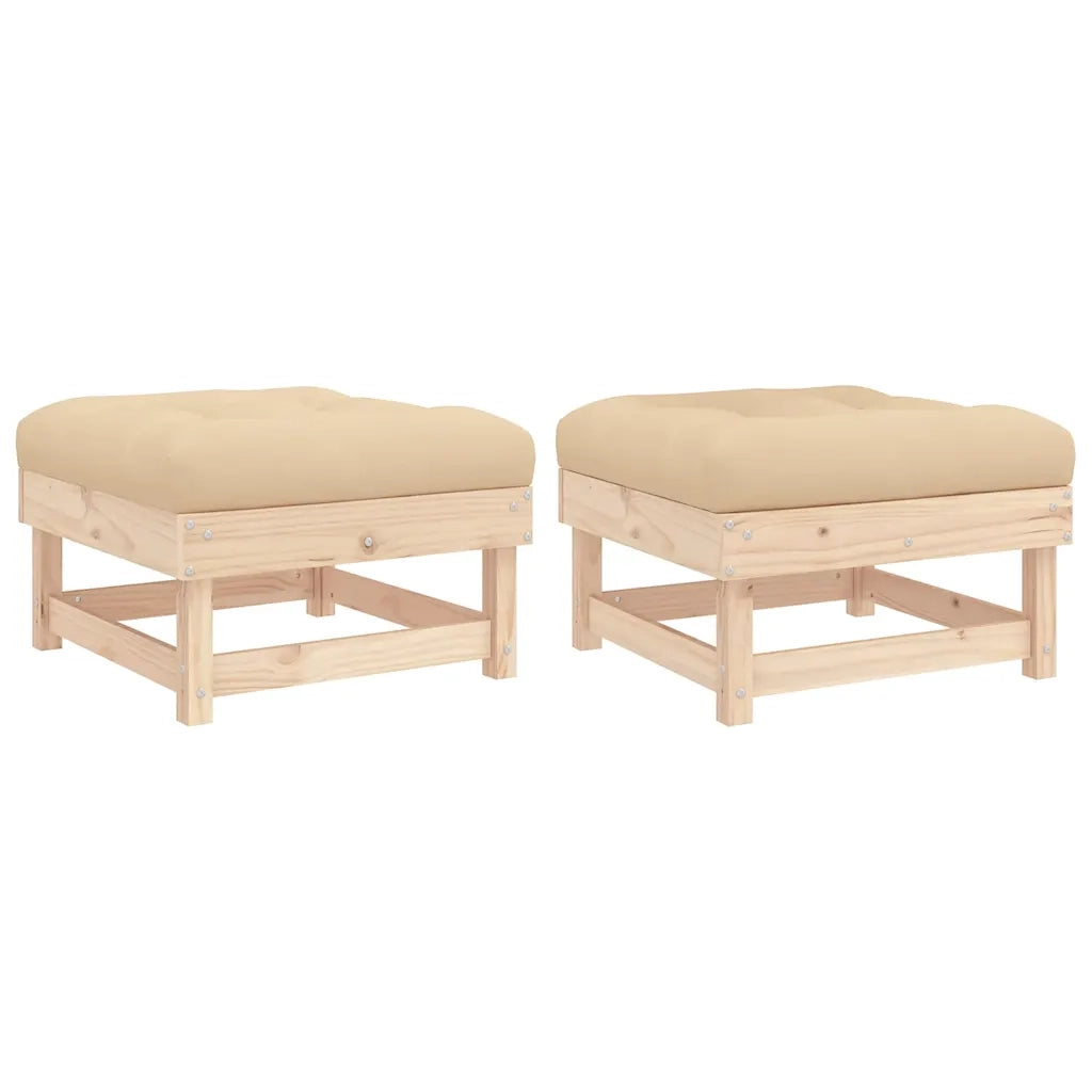 Poggiapiedi da Giardino con Cuscini 2 pz Legno Massello di Pinocod mxl 103445