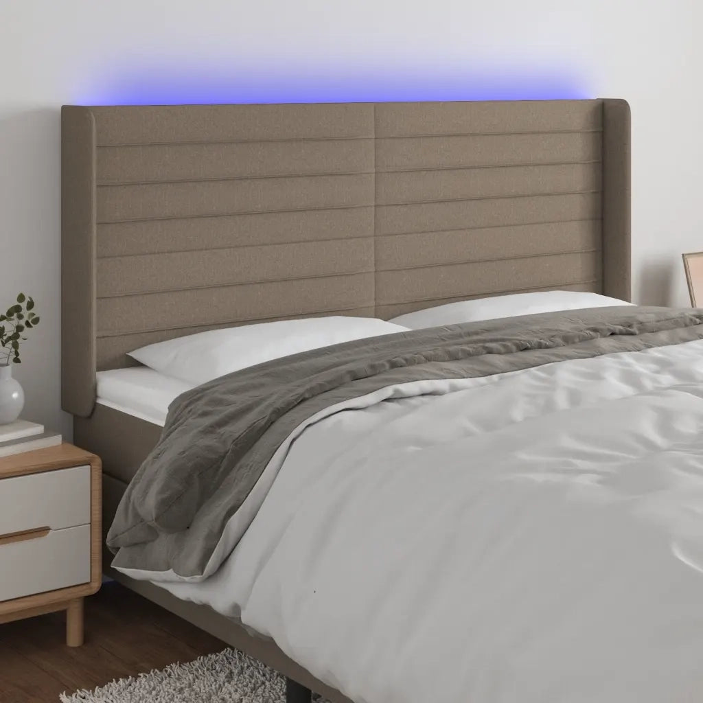 Testiera a LED-Testata con LED Tortora 203x16x118/128 cm in Tessuto 673793