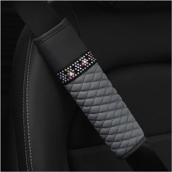 Set di cuscini di sicurezza per auto - Copertura avanzata per cintura di sicurezza - Set da 2 - Grigio - Adatto per adulti e bambini