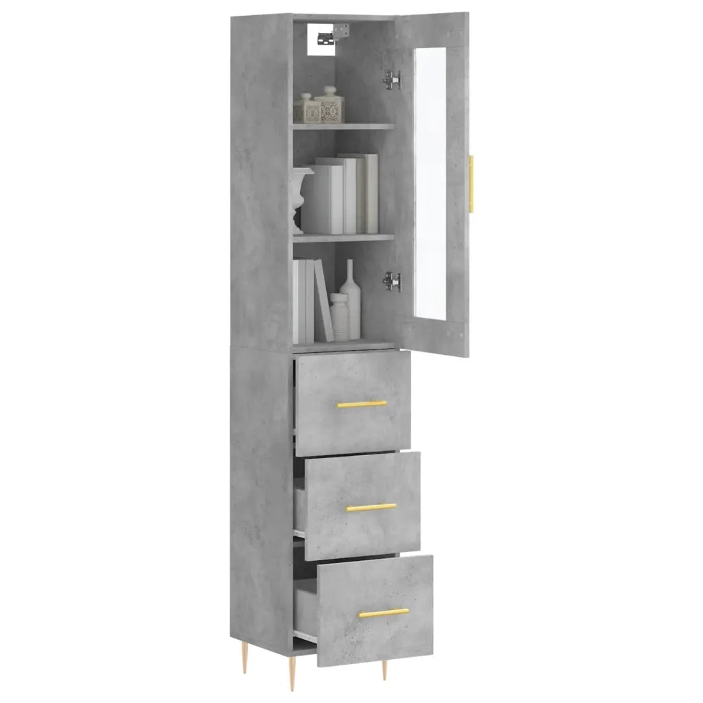 Credenza | Madia | Buffet da pranzo | Armadio da pranzo Grigio Cemento 34,5x34x180 cm in Legno Multistrato