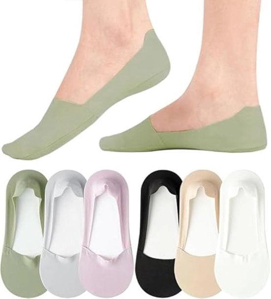 Sokke senza mostra per donne, calze antiscivolo in nylon sottili senza visibilità con imbottitura soffice e bassa per scarpe da ginnastica e flats 6 paia (unico taglia)