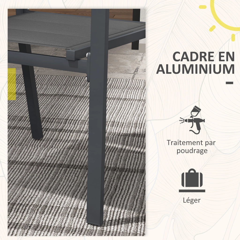 Set 4 sedie da giardino impilabili - Xylo - alluminio e textilene con braccioli grigio