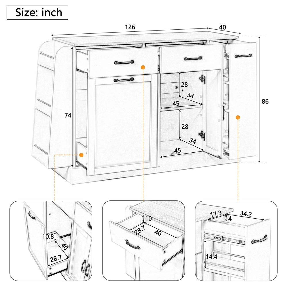 Credenza con Cassetti e Scomparto Rifiuti ¨C MINIMAL ¨C Grigio