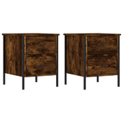 Set di 2 Comodini | Armadio da Notte | Mobiletto da notte Rovere Fumo 40x42x50 cm in Legno Multistrato