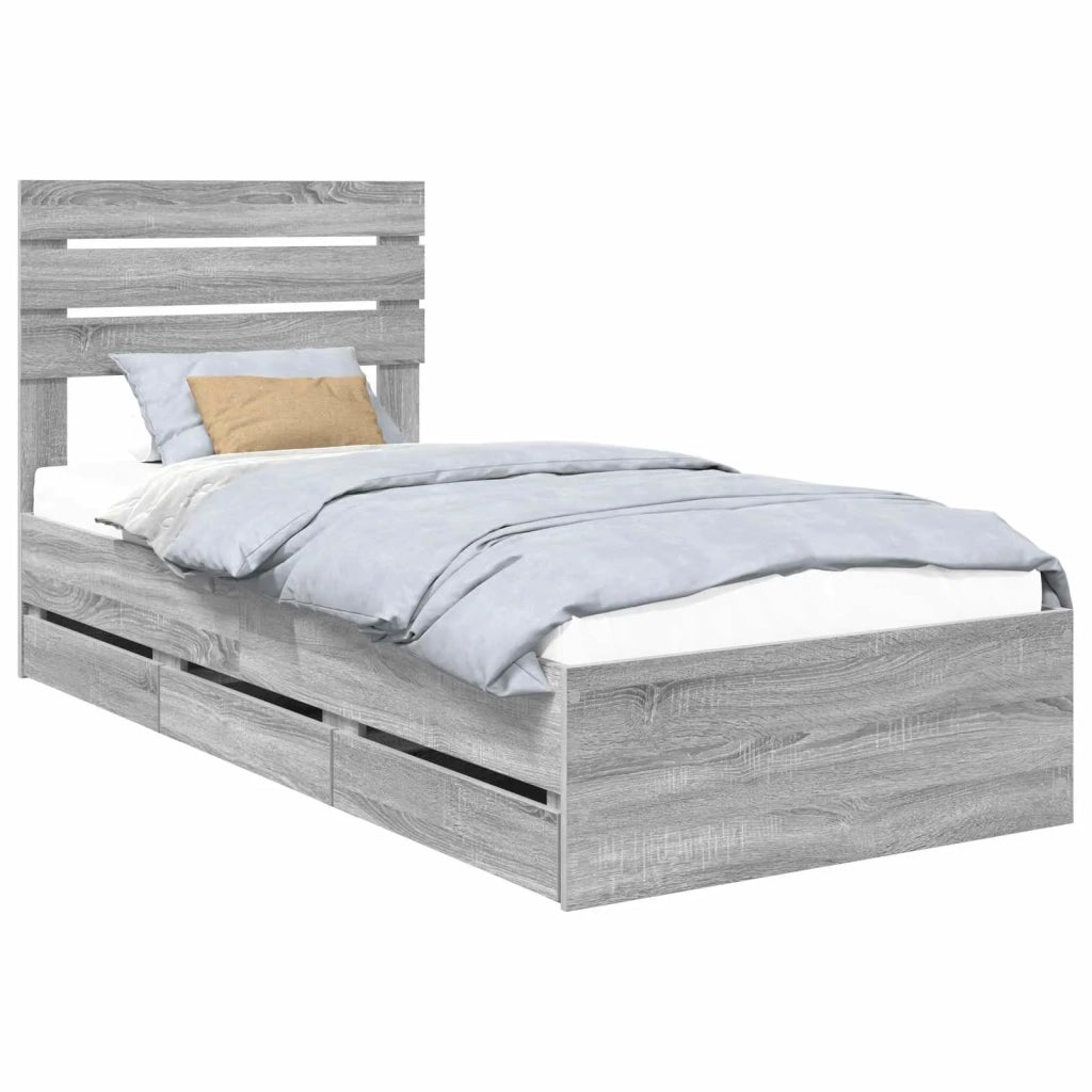 Struttura del letto con cassetto Grigio Sonoma 75 x 190 cm 3411543