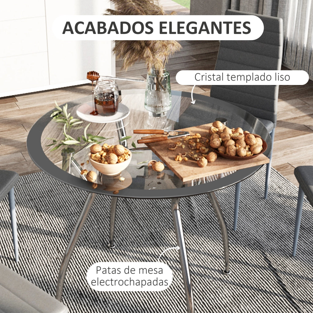 Set Tavolo Rotondo e 4 Sedie ¨C Xylo ¨C Grigio ?90x75cm 5 Pezzi