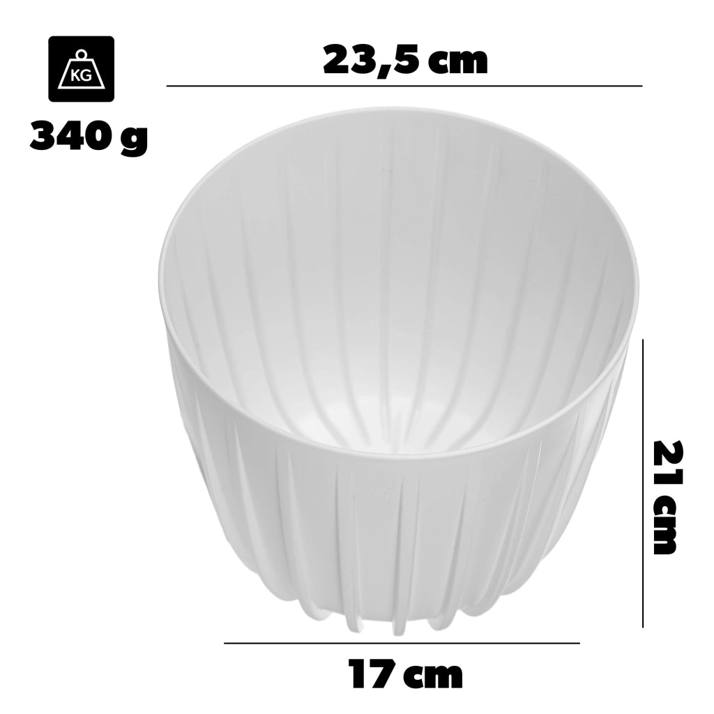 KADAX Vaso da fiori, coprivaso rotondo in plastica da 23,5 cm, supporto per fiori bianco