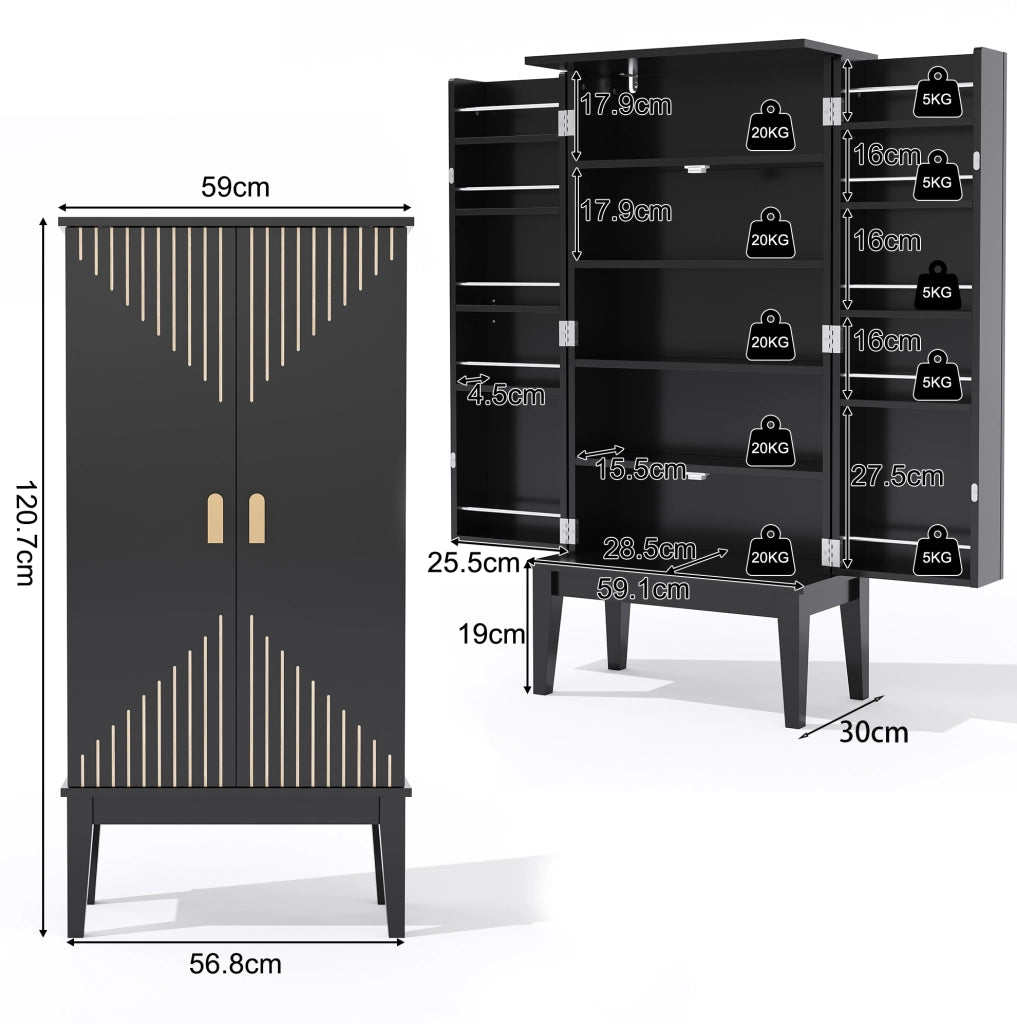 Credenza contenitore nera in MDF 120x59x30 cm