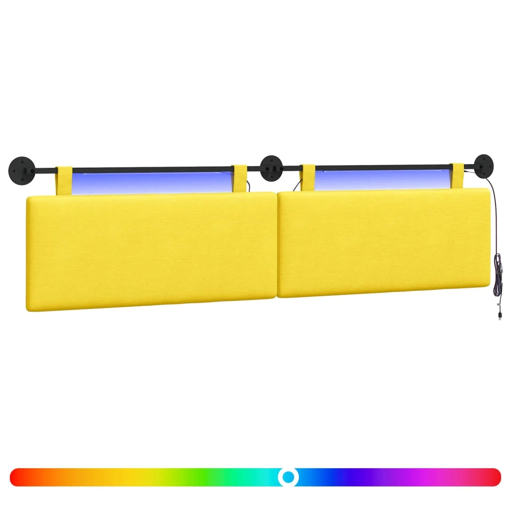 Testiera sospesa Con luce LED Giallo Chiaro Tessuto in Cords