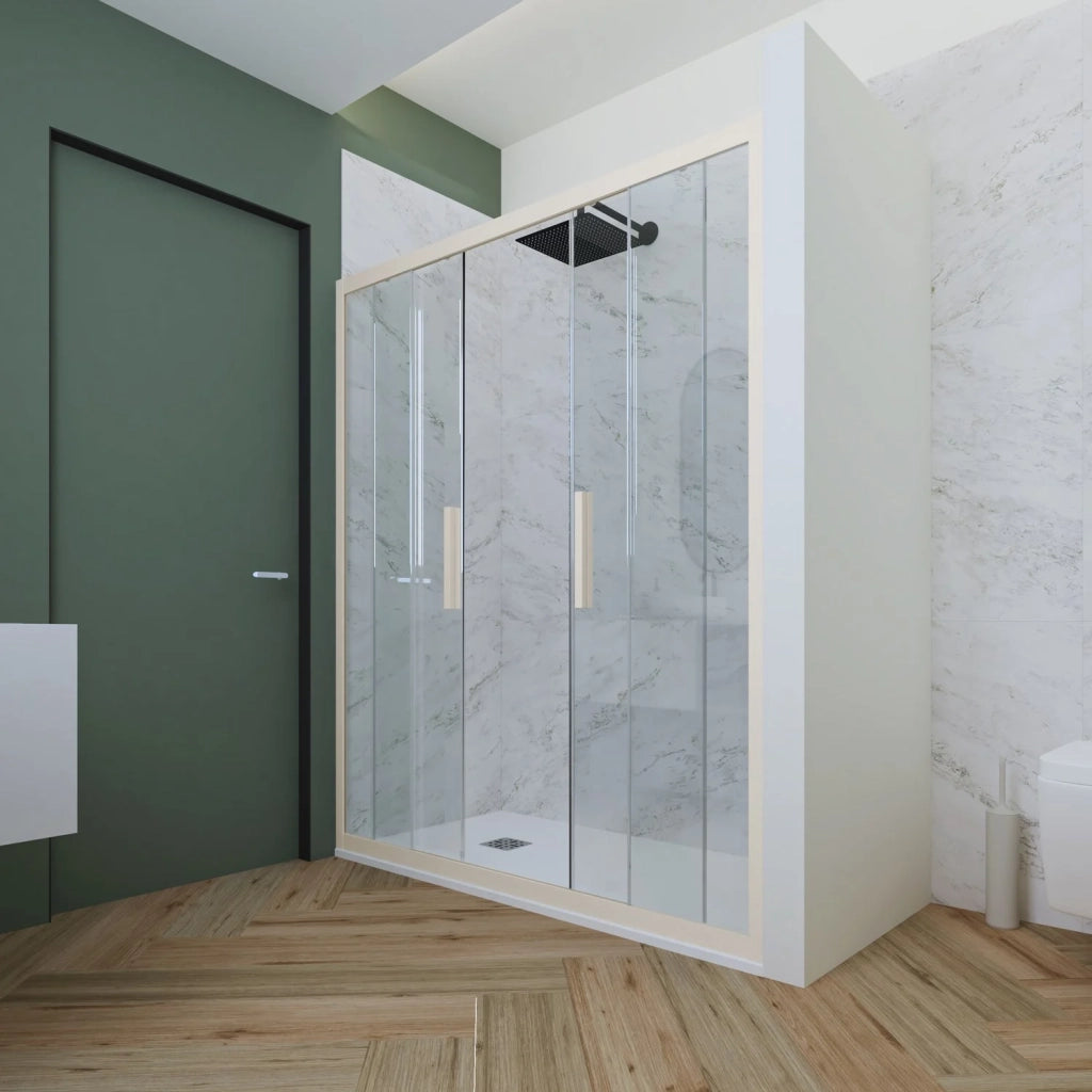 Porta doccia scorrevole 120 CM H 200 Vetro Trasparente Profilo Champagne mod. Glam