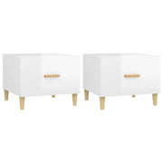 2 pz Tavolini salotto | Tavolino da caff¨¨ | Tavolino da Soggiorno Bianco Lucido 50x50x40cm Legno Multistrato
