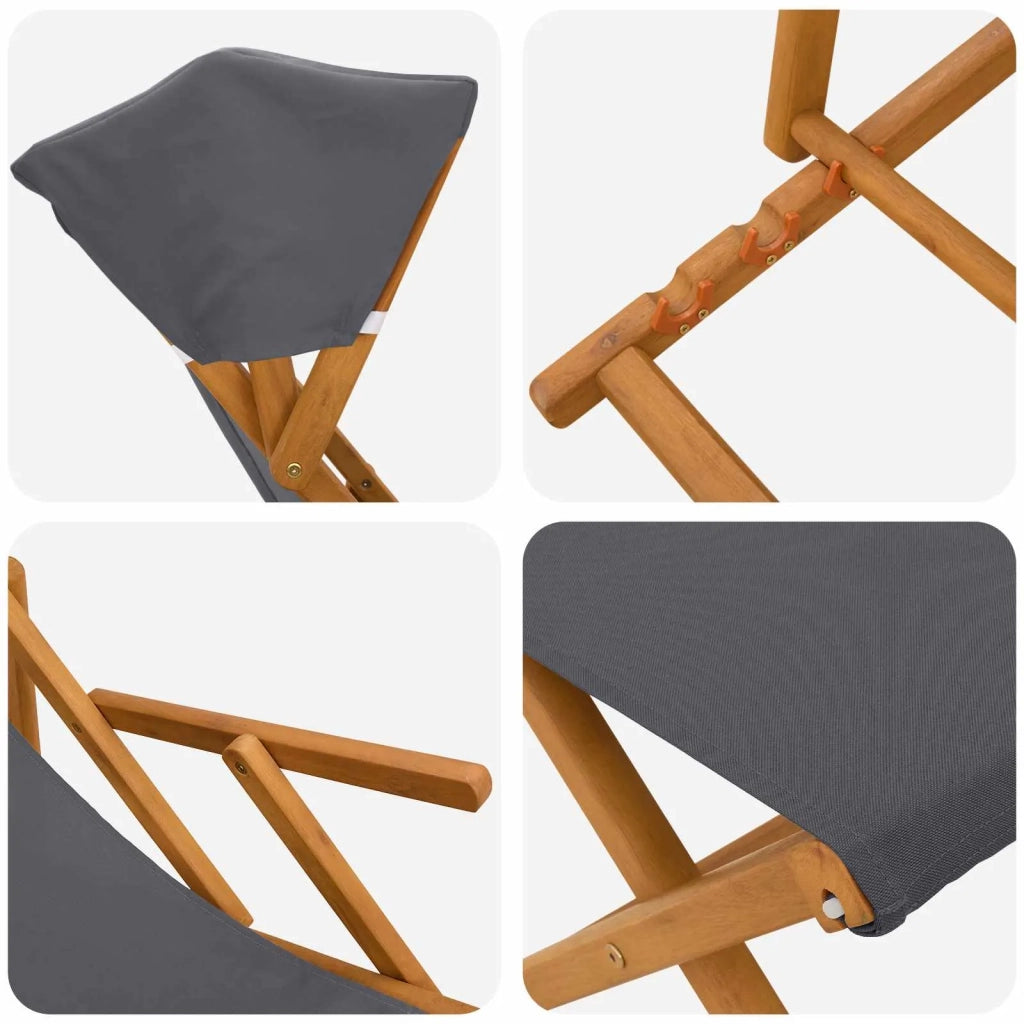 Lettino 4 pcs 3 Posizione Legno di Eucalipto Massello Grigio 3407798